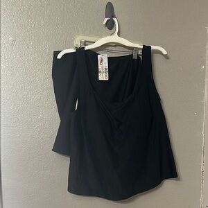 George Black Asymmetrical Sleeveless Swim Top w skirt set